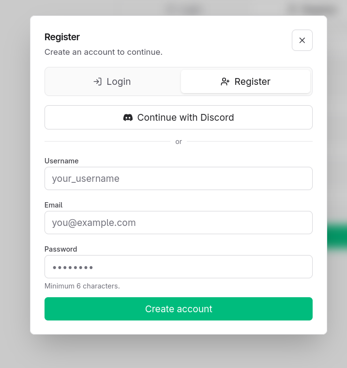 Register account